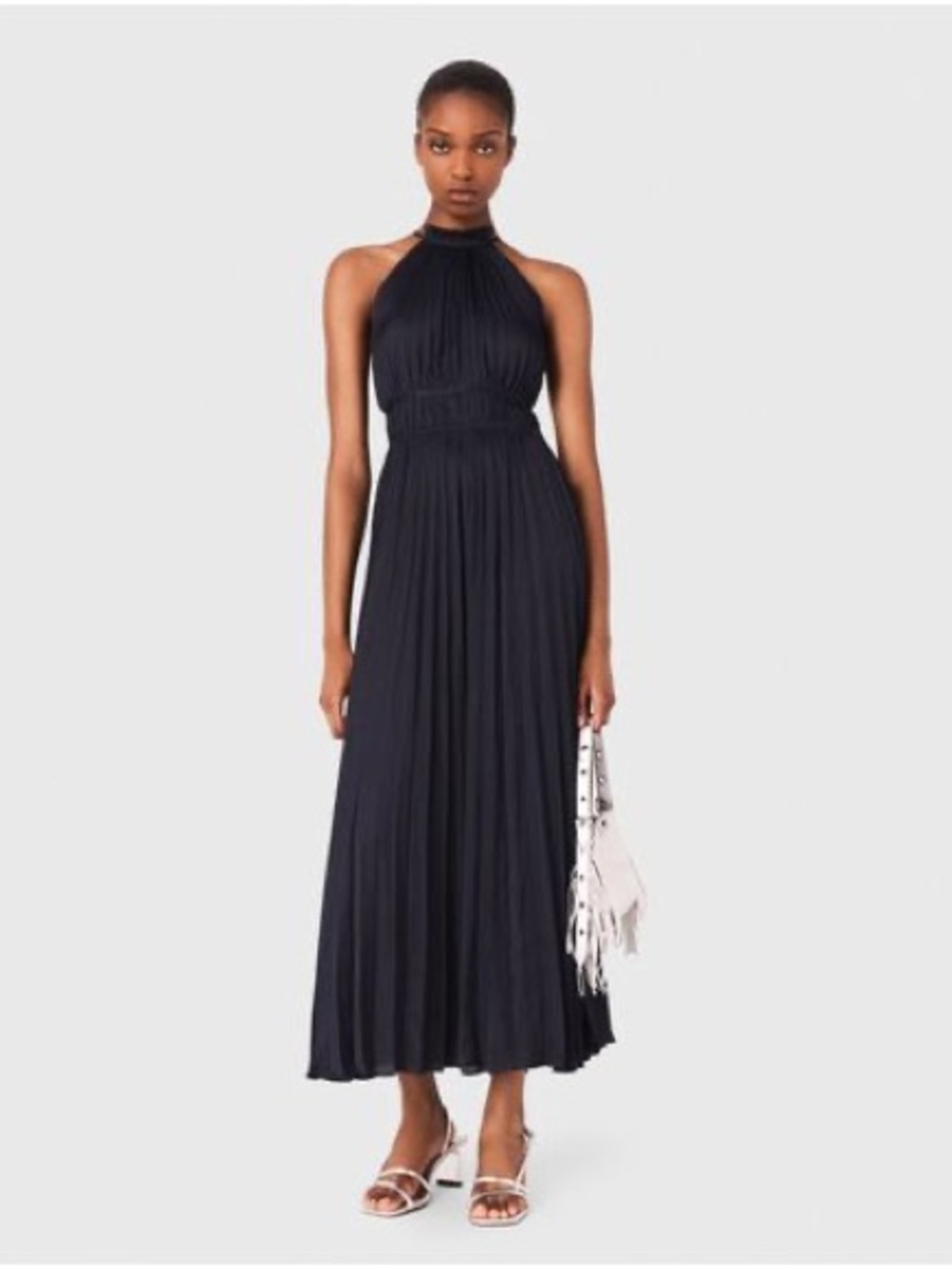 Maje Pleated Satin Dress